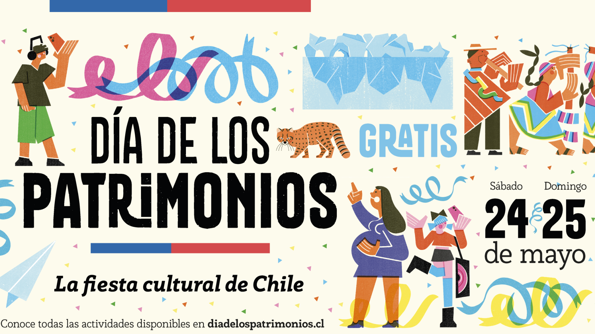 figuras humanas ilustradas con letrereo en lestras grandesDía de los Patrimonios, la Fiesta Cultural de Chile