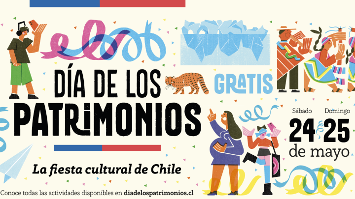 figuras humanas ilustradas con letrereo en lestras grandesDía de los Patrimonios, la Fiesta Cultural de Chile