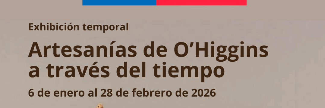 fondo gris con un canasto de mimbre antiguo, y letras oscuras que dicen "artesanias de ohiggins a través del tiempo"