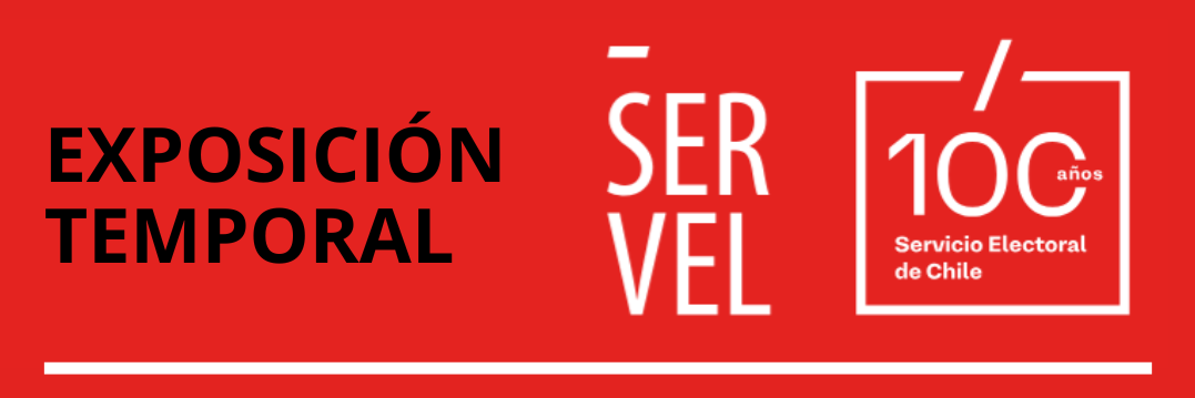 afiche fondo color rojo y letras blancas "exposición temporal: 100 años de construcción democrática del país"