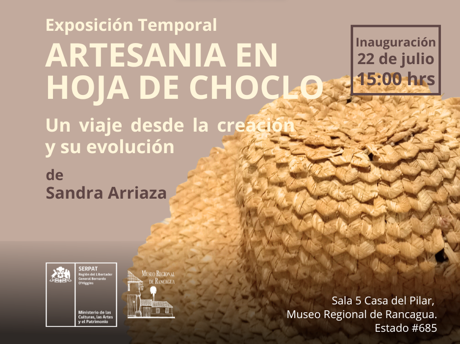Afiche con foto de un sombrero trenzado en hoja de choclo