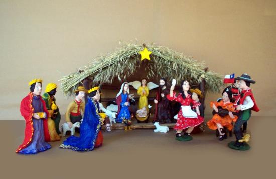 Pesebre en greda de Lihueimo. Artesana Haydée Paredes. Colección Museo Regional de Rancagua