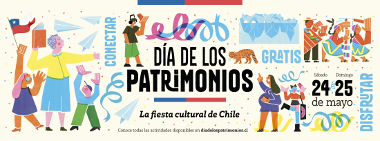 figuras humanas ilustradas con letrereo en lestras grandesDía de los Patrimonios, la Fiesta Cultural de Chile